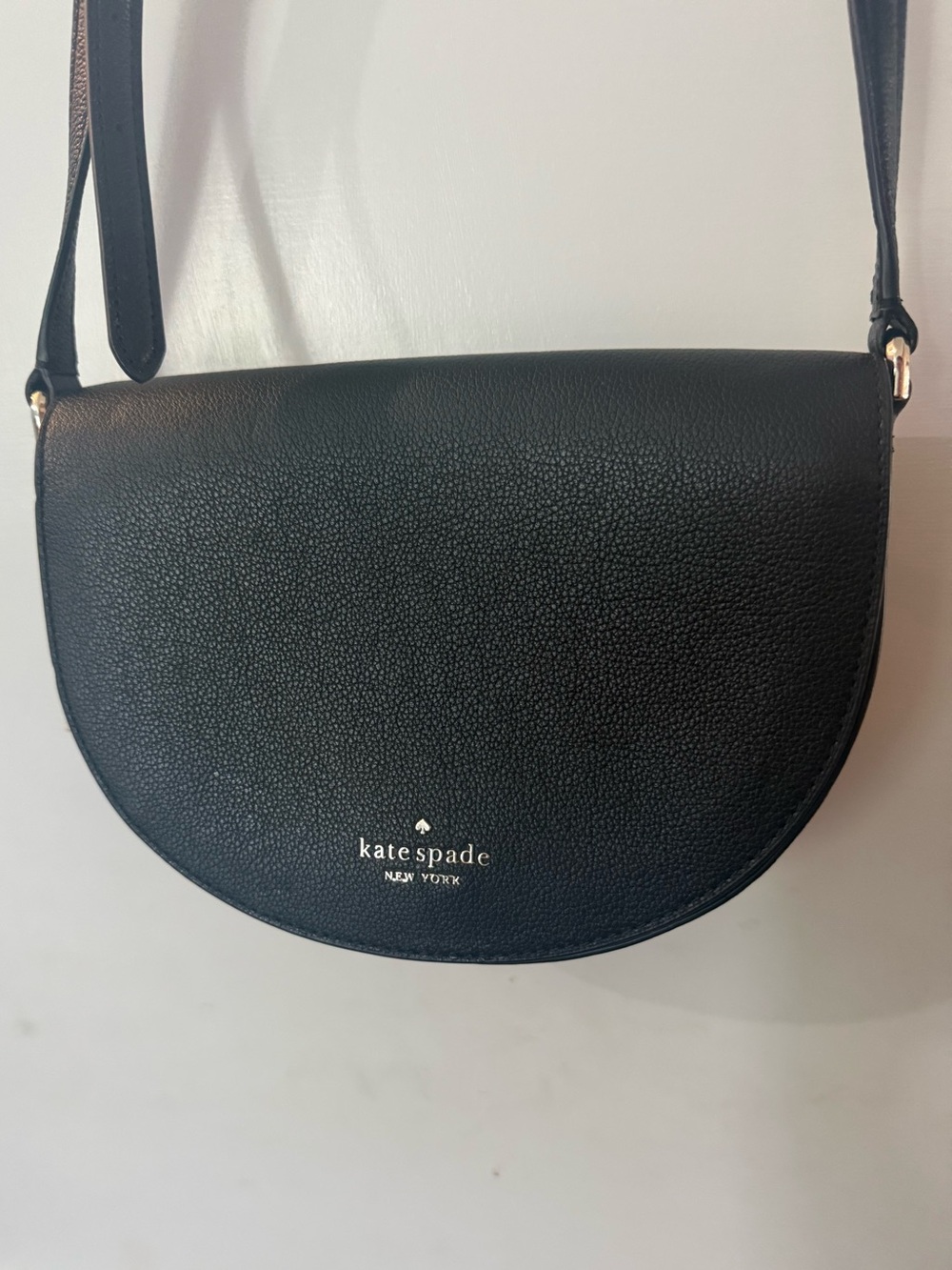 Kate Spade Black Pebbled Leather Saddle Shoulder Bag